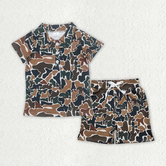camo polo tee shorts set kids clothing