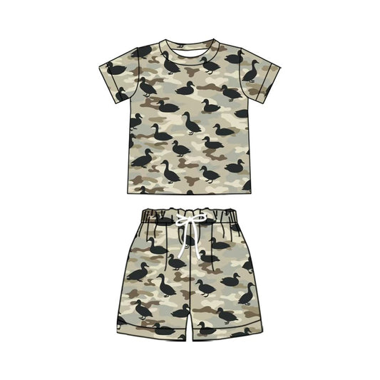 Pre order baby boy duck camo shorts set