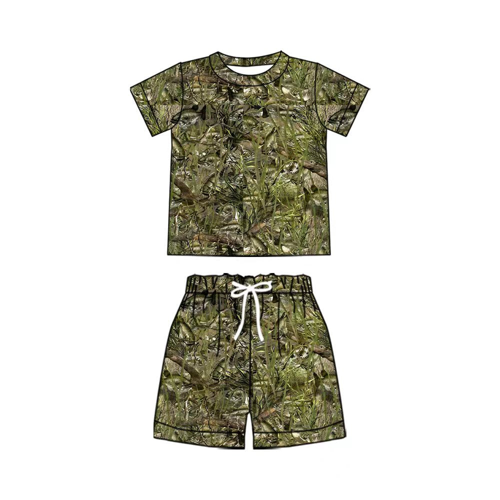 Pre order baby boy fish camo shorts set