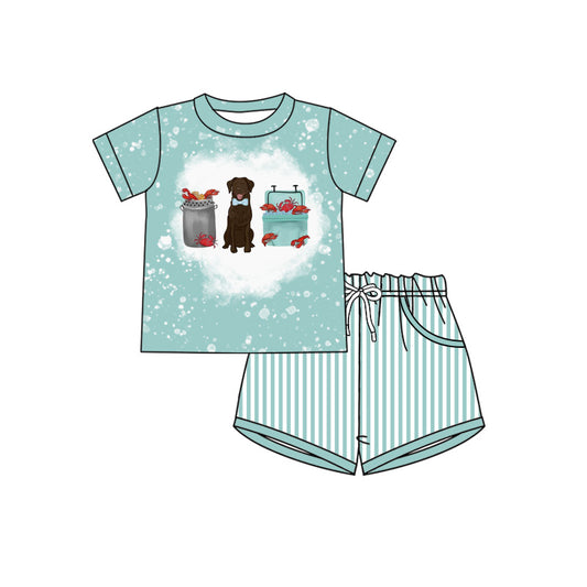 Pre order crawfish boil With brown lab trio boy shorts set