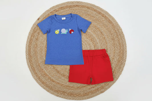 critter crawlers embroidery boy shorts set kids clothes