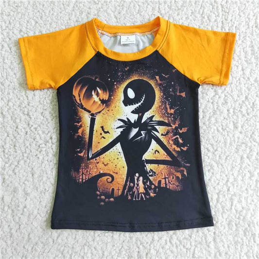BT0042 Boys Skull Pumpkin Short Sleeve Top