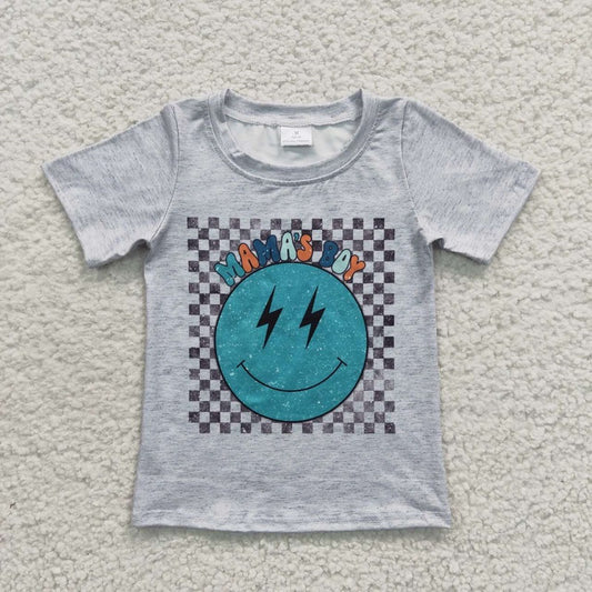 BT0225 Mamas Boy Blue Smile Short Sleeve Top