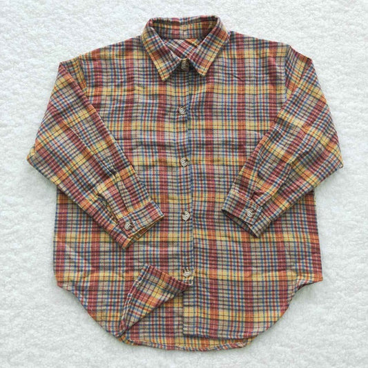 BT0241 Red and Yellow Plaid Long Sleeve Shirt