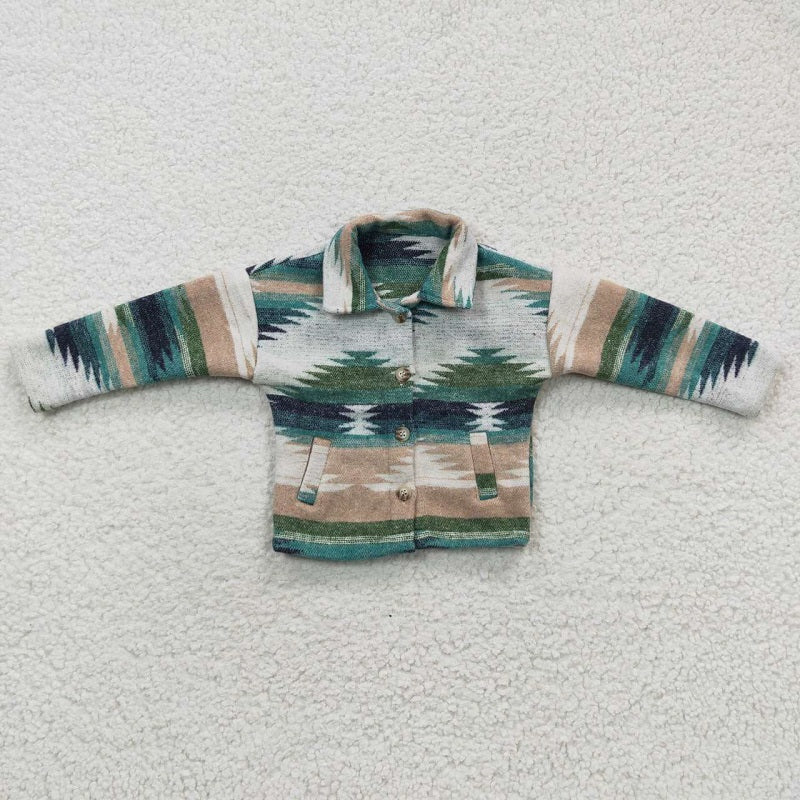 BT0251 Teal Geometric Long Sleeve Shirt