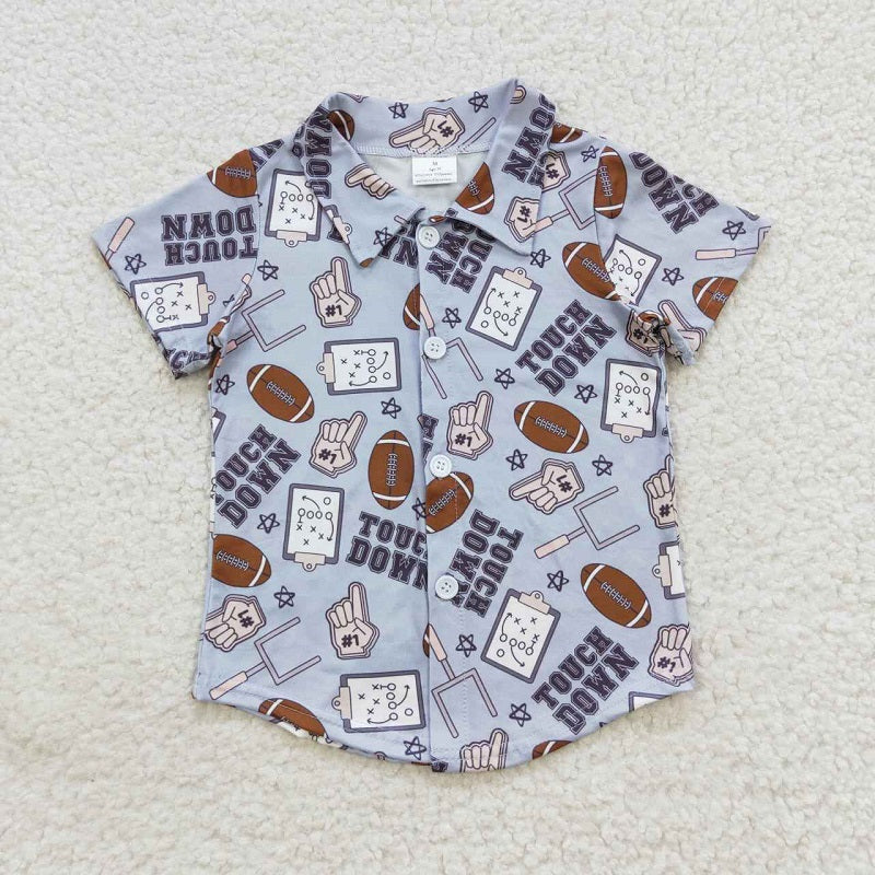 BT0270 Rugby Blue Button Short Sleeve Top