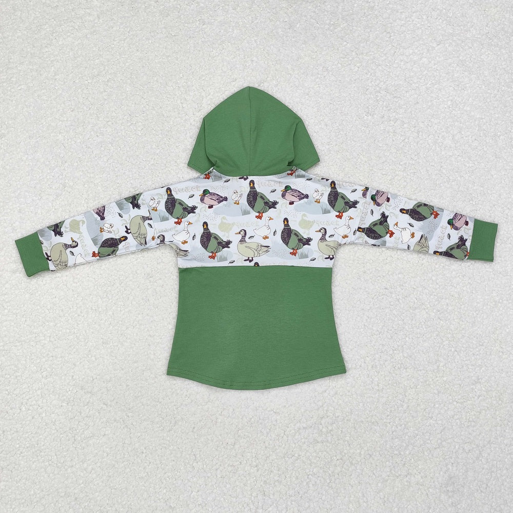 BT0357 Duck Green Hooded Long Sleeve Top