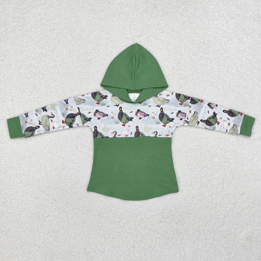 BT0357 Duck Green Hooded Long Sleeve Top