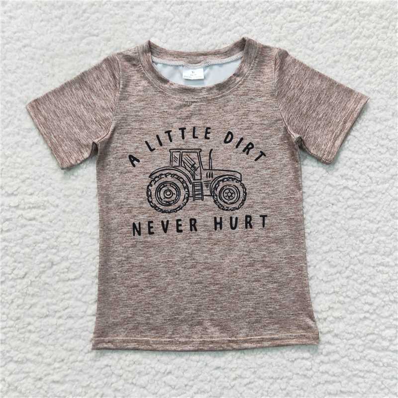 BT0360 Letter Tractor Brown Short Sleeve Top+SS0137 black pocket shorts