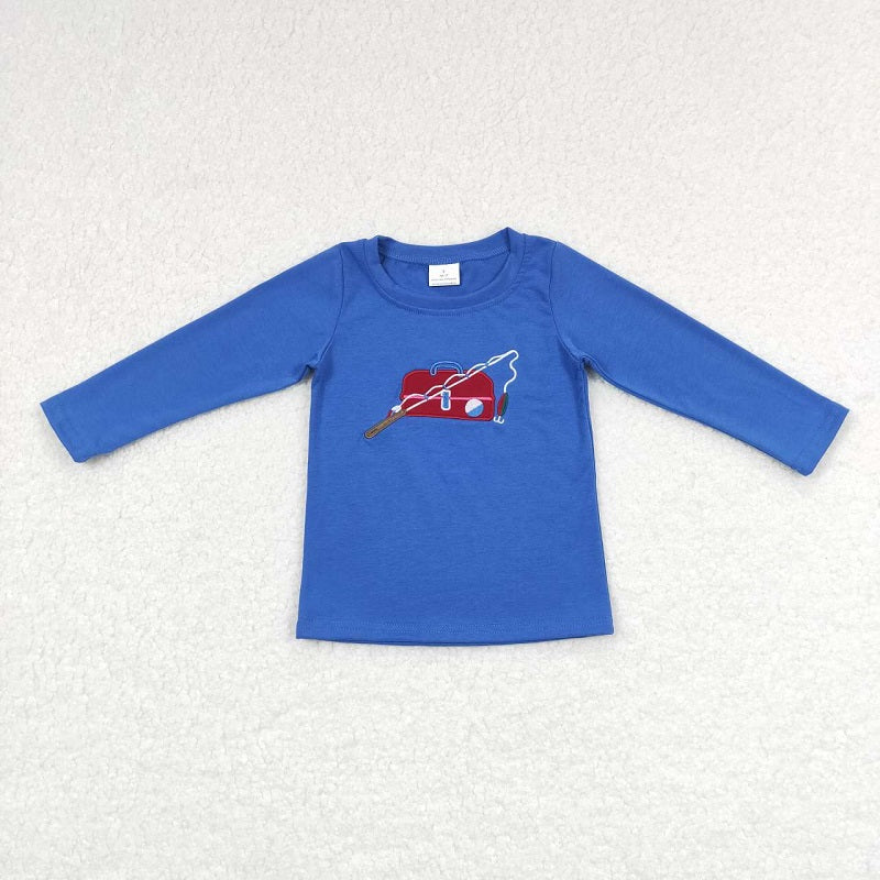 BT0364 Embroidered Fishing Kit Blue Long Sleeve Top