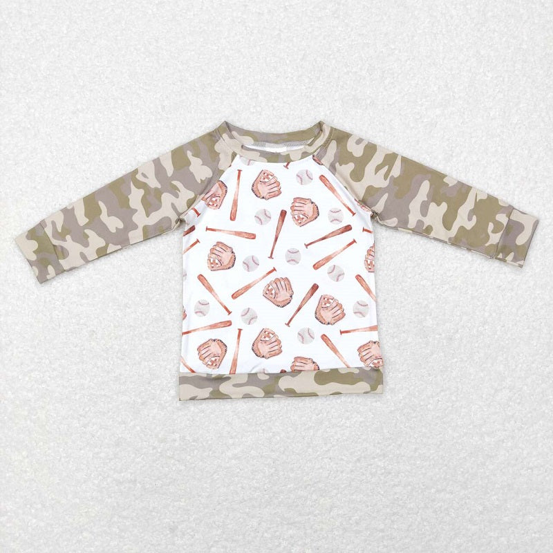 BT0469 Baseball glove camouflage green and white long sleeve top