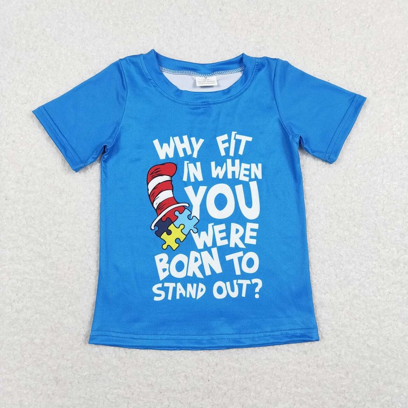 BT0479 DR SEUSS letters blue short sleeve top