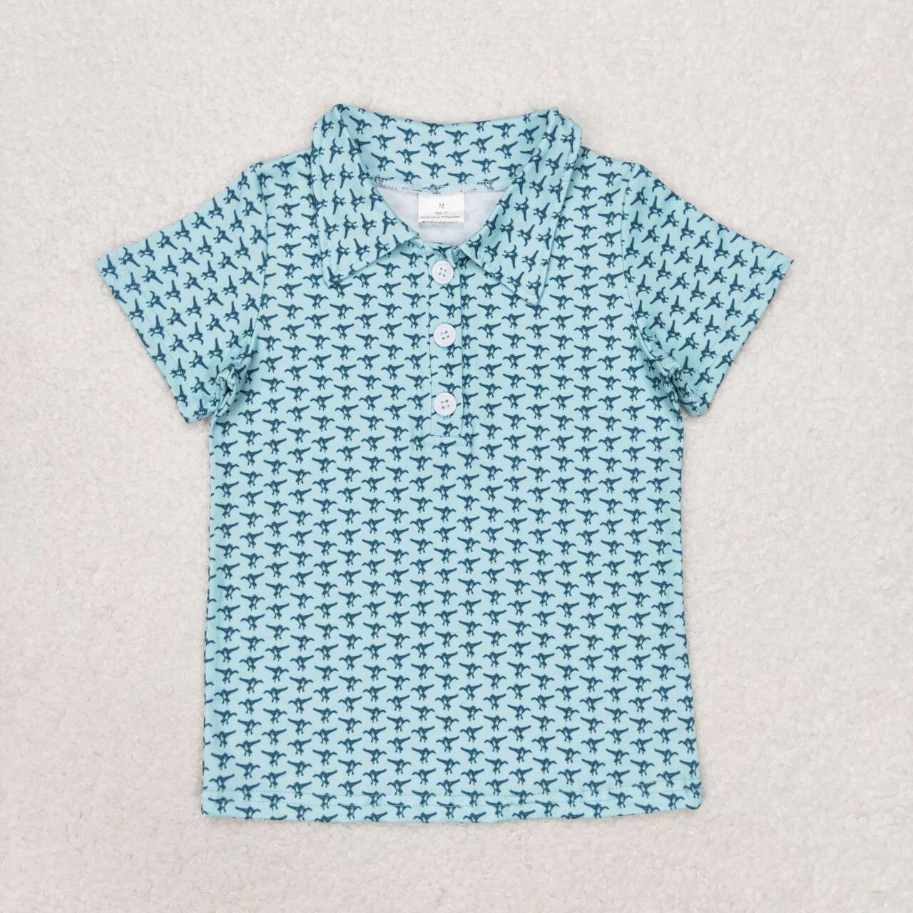 BT0497  Teal Button Short Sleeve Top