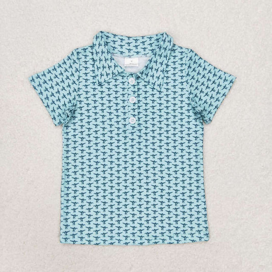 BT0497 Teal Button Short Sleeve Top