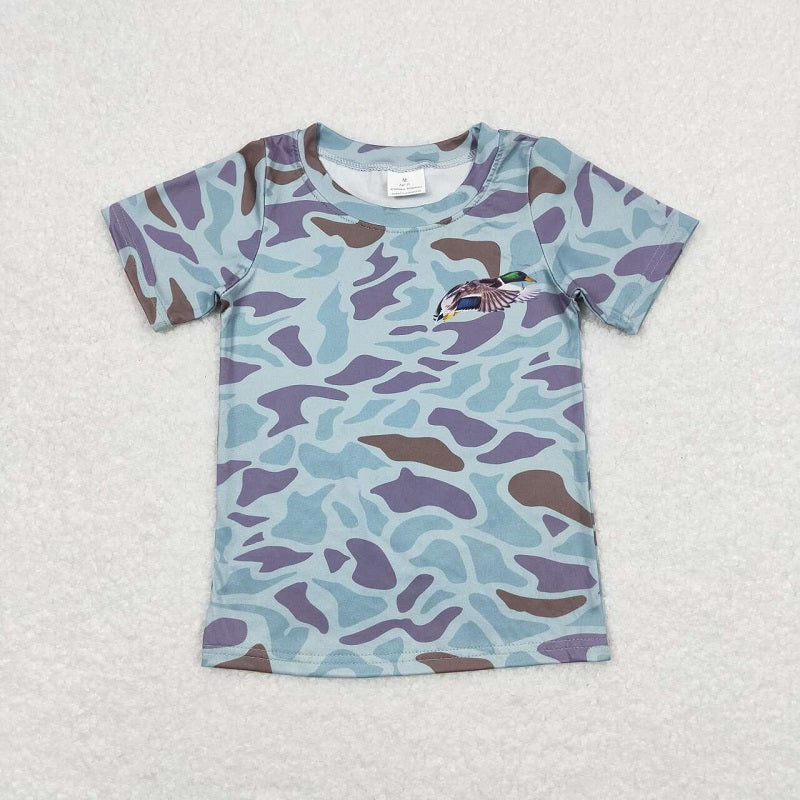 GT0598 Duck camouflage gray green short-sleeved top