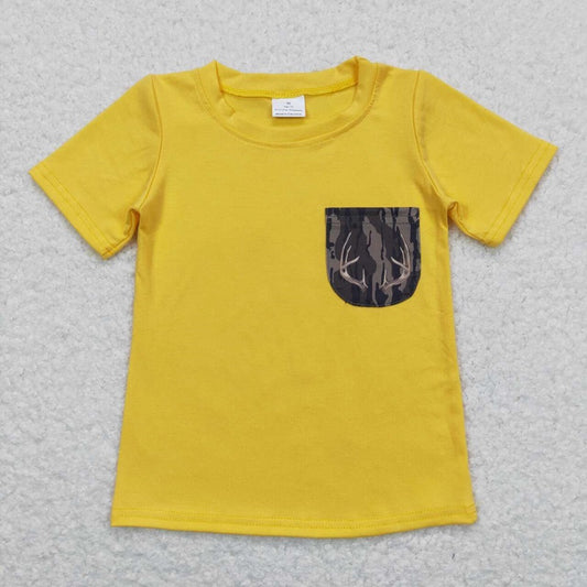 BT0604 Antler Camouflage Pocket Beige Short Sleeve Top