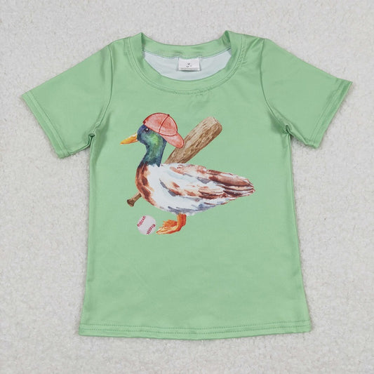 BT0611 Baseball duck green short sleeve top