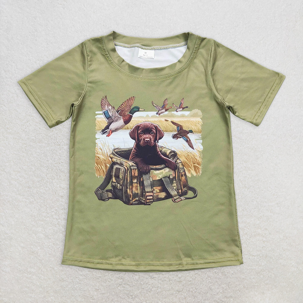 BT0637 Baby Boys Green Ducks Dogs Short Sleeve Tee Shirt Tops D 4.24