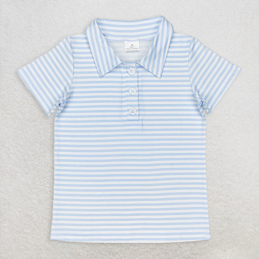 BT0653 Baby Boys Pink Stripes Short Sleeve Buttons Tee Shirts Tops D 6.3