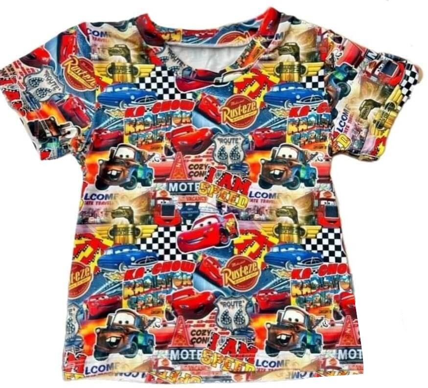 presale BT0659 Cartoon Racing Short Sleeve Top