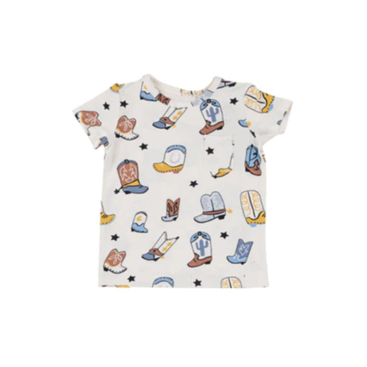 presale BT0666 Star boots pocket short sleeve top