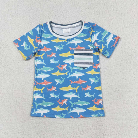 BT0667 blue ocean fish boys tee