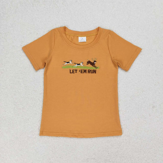 BT0674 Puppy Elk Light Brown Short Sleeve Top