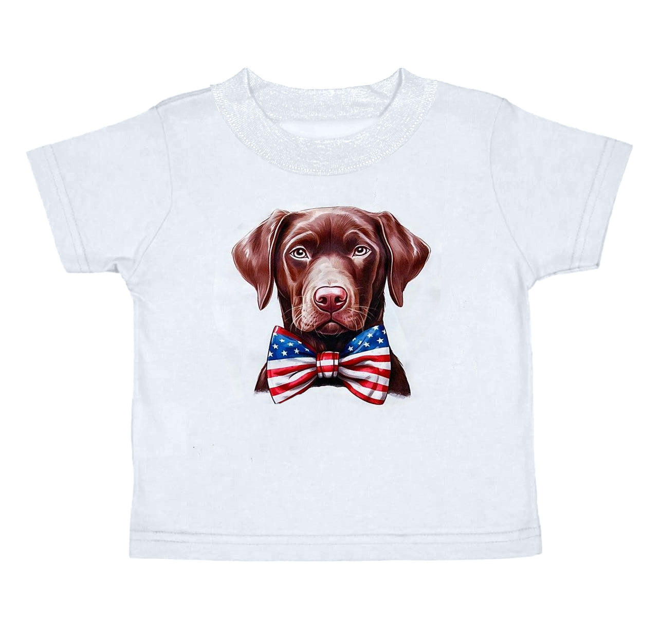 presale BT0682 National Day Bow Tie Puppy White Short Sleeve Top