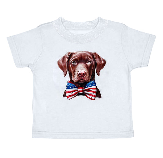 presale BT0682 National Day Bow Tie Puppy White Short Sleeve Top