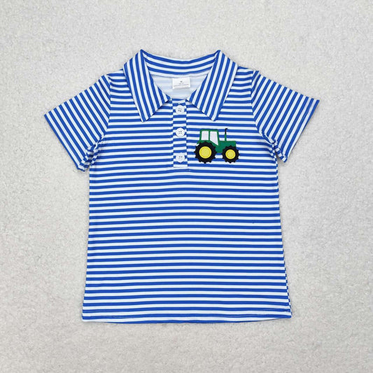 BT0689 Tractor blue short-sleeved top