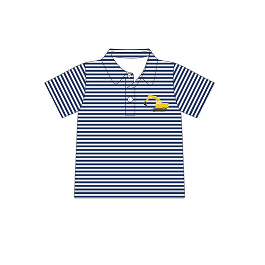 presale BT0690 Excavator navy blue striped short-sleeved top
