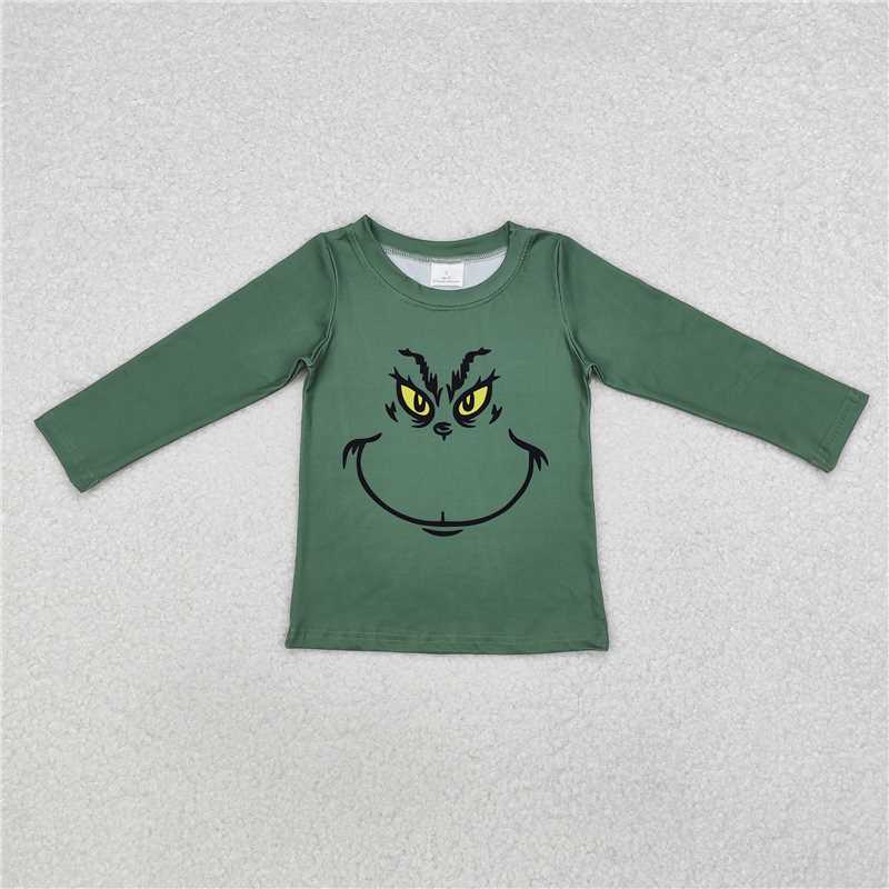 Match Baby Girls Boys Christmas Green Face Smile Tunic Tops