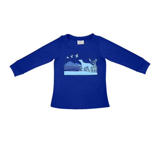 presale BT0730 Puppy duck royal blue long sleeve top
