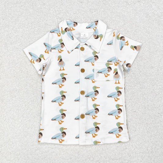 BT0738 Duck Pocket Button Short Sleeve Top
