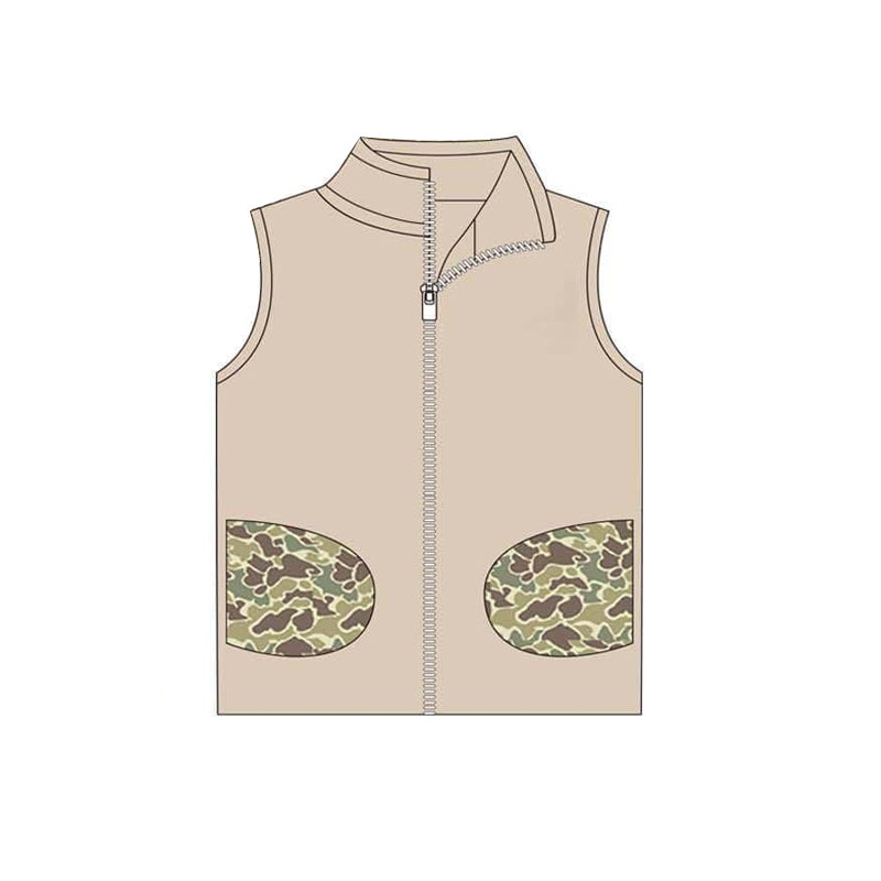 BT0741 Baby Boys Deer Sleeveless Camo Zip Vest Jackets Tops