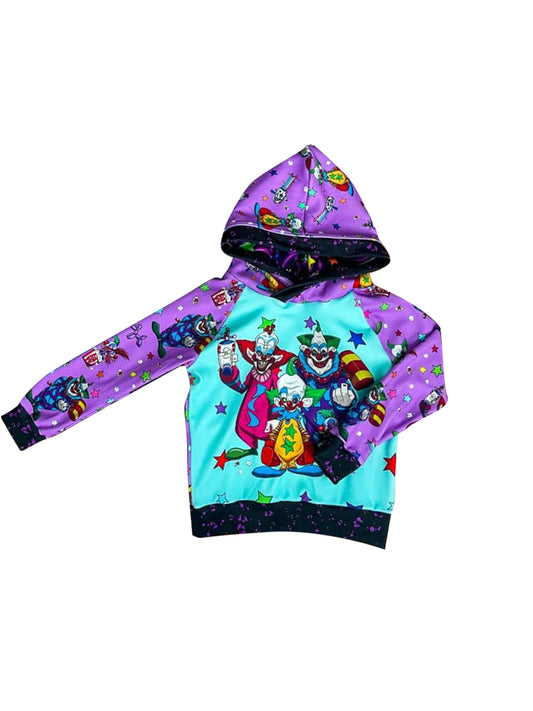 preorder BT0748 Halloween Clown Stars Blue Purple Hooded Long Sleeve Top