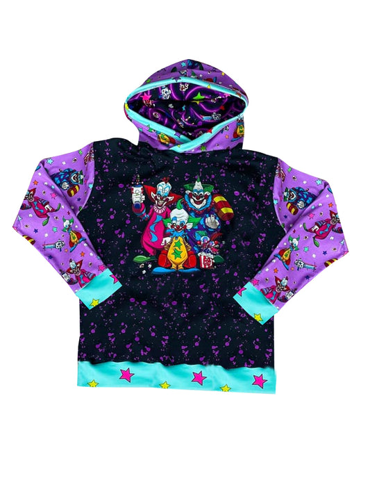 preorder BT0749 Halloween Clown Stars Purple and Black Hooded Long Sleeve Top