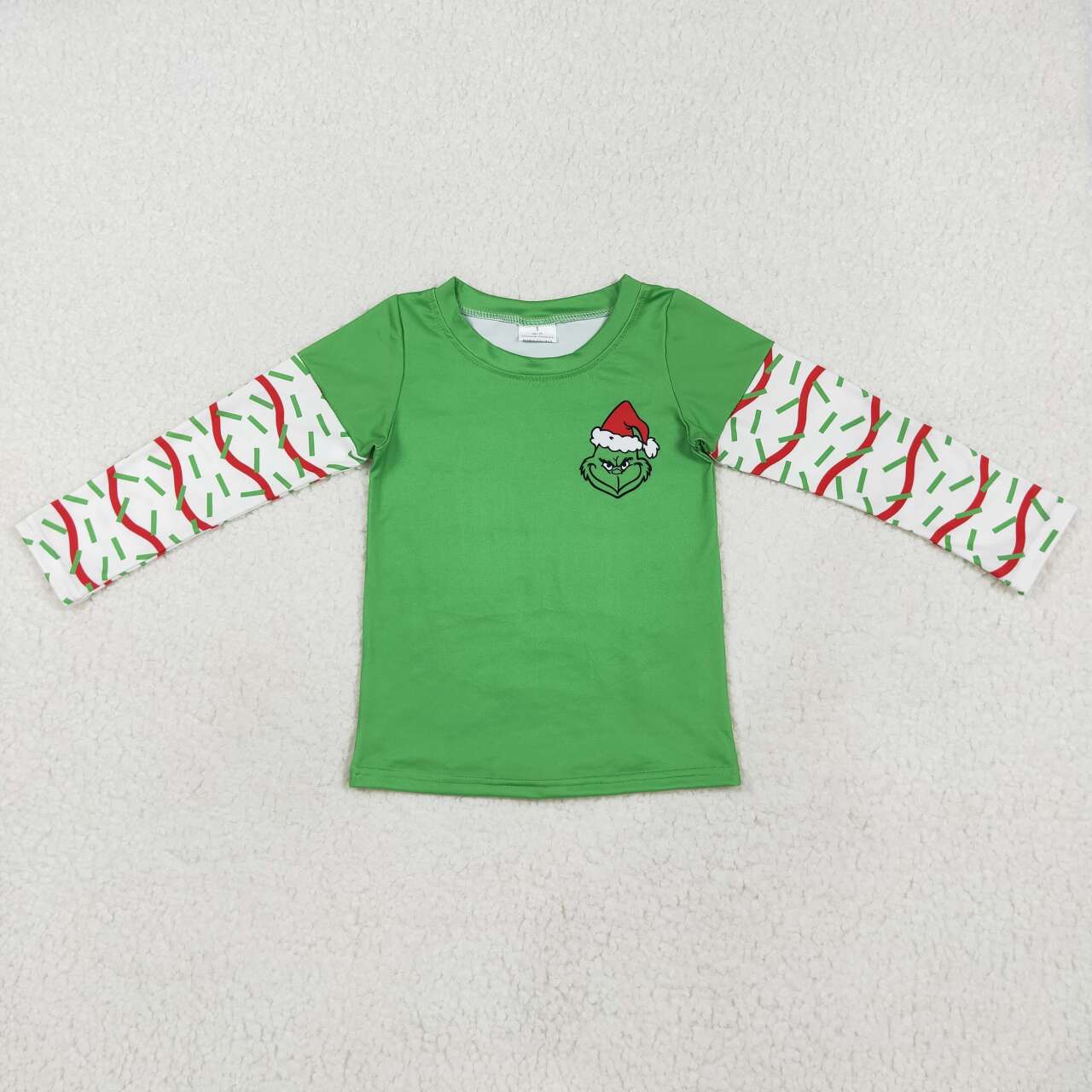 BT0770 Red and green wavy line long-sleeved top