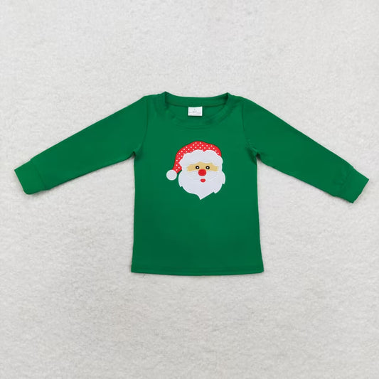 BT0790 Plaid Hat Santa Green Long Sleeve Top