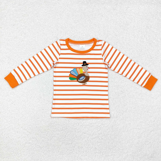 BT0816 Hat Turkey Orange Striped Long Sleeve Top