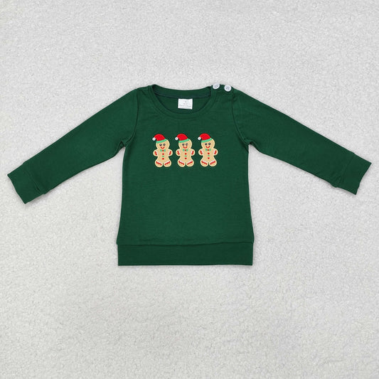 BT0817 Gingerbread Man Green Long Sleeve Top