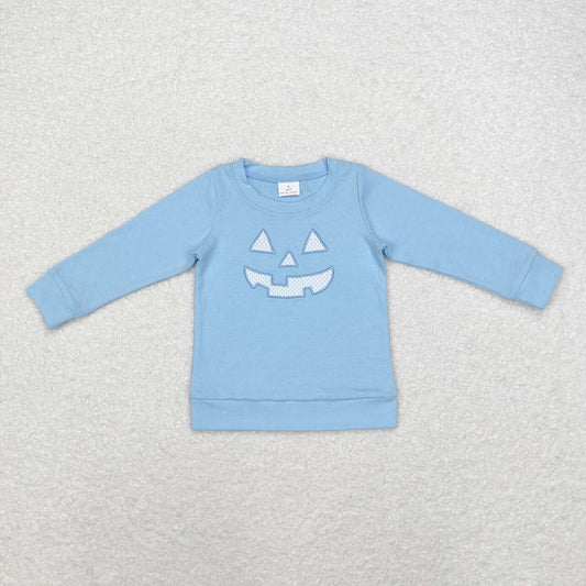 BT0832 Halloween Devil Smile Blue Long Sleeve Top