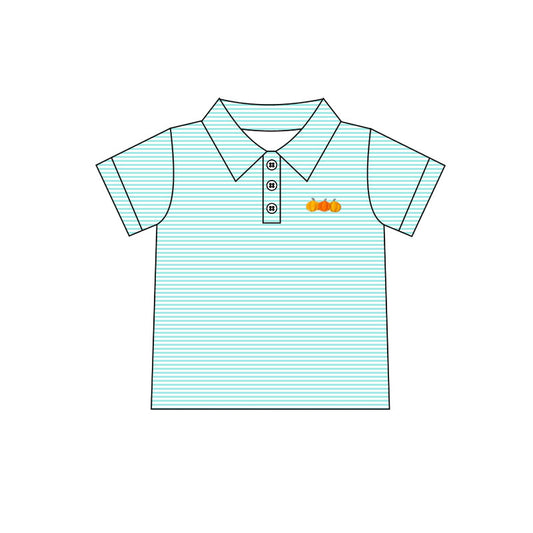 presale BT0834 Pumpkin Mint Striped Button-Down Short Sleeve Top 2024 7.30