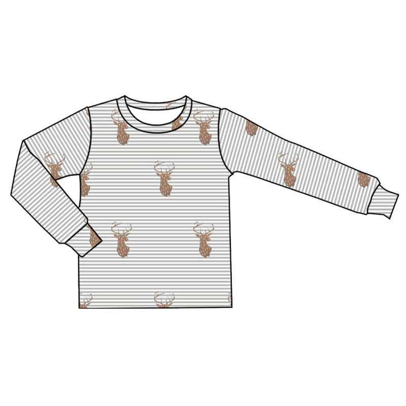 BT0854  Deer antler stripe long sleeve top