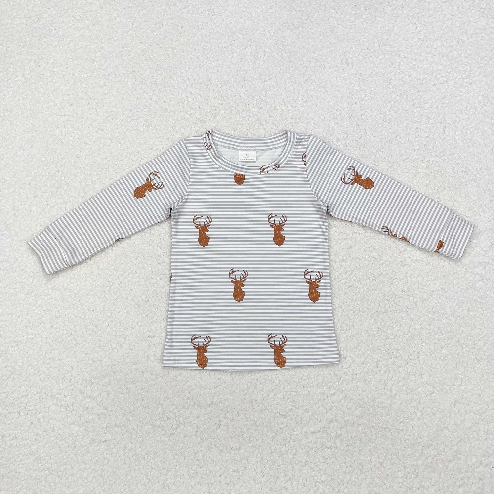 BT0854  Deer antler stripe long sleeve top