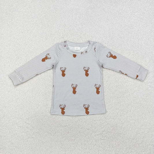 BT0854  Deer antler stripe long sleeve top