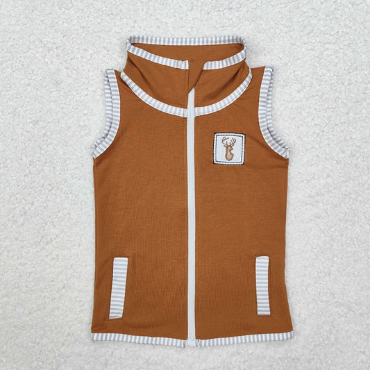 BT0855 Baby Girls Deers Hunting Zip Pocket Vest Tops