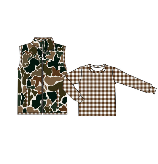 presale BT0857  Baby Boys Camo Hunting Tops Vest 2pcs Sets 2024 8.21