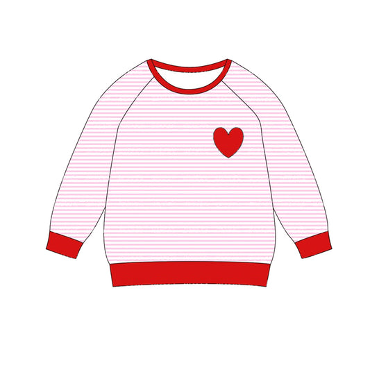 presale BT0866 Red heart pink striped long-sleeved top 2024 8.28
