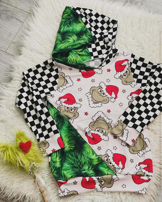 presale BT0872 Star Black and White Plaid Hooded Long Sleeve Top 2024 8.31